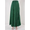 Uzun Kırışık Etek 8042 - Zümrüt Yeşili