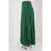 Uzun Kırışık Etek 8042 - Zümrüt Yeşili