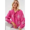 Uzun Kol Nakışlı Örme Bluz 951 - Pembe