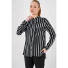 Uzun Kollu Çizgili Gömlek 20283 - Siyah