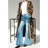 Uzun Leopar Hırka - Camel-Mavi