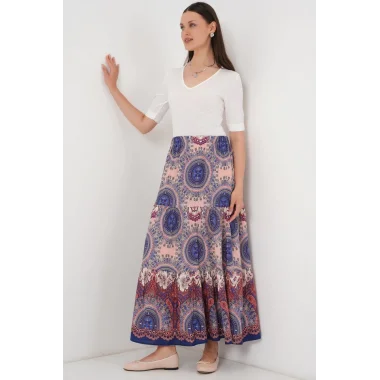 1898 Desenli Uzun Etek - Saks