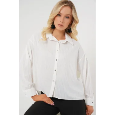 5924 Gümüş Çizgili Gömlek - A.Beyaz