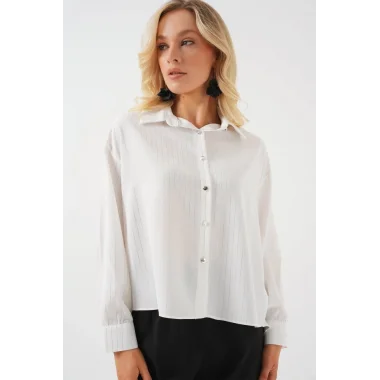5924 Gümüş Çizgili Gömlek - A.Beyaz
