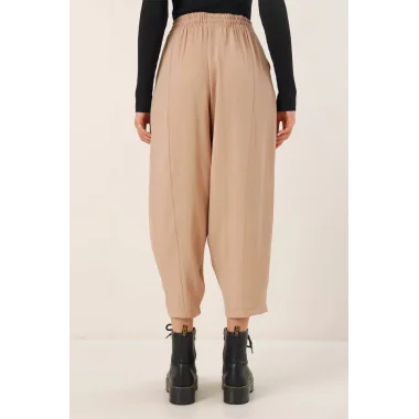 6591 Dokuma Şalvar Pantolon - Bisküvi