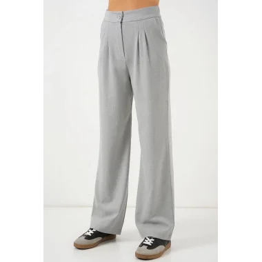 6638 Yüksek Bel Palazzo Pantolon - A.Gri