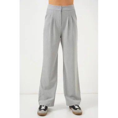 6638 Yüksek Bel Palazzo Pantolon - A.Gri