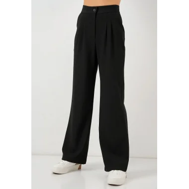 6638 Yüksek Bel Palazzo Pantolon - D. Siyah
