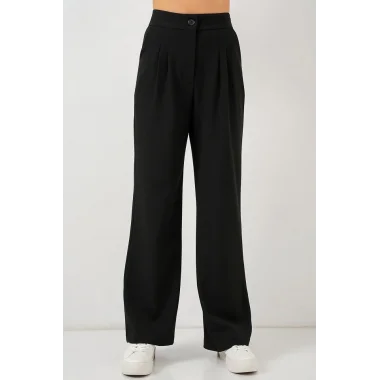 6638 Yüksek Bel Palazzo Pantolon - D. Siyah
