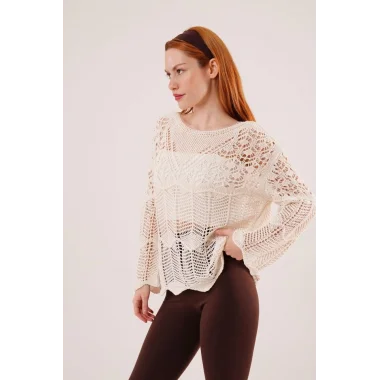 Ajurlu Salaş Krem Kazak