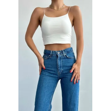 Askısı Lastikli Kısa Atlet - Ekru