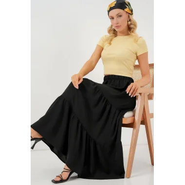 Ayrobin Uzun Etek 8048 - Siyah