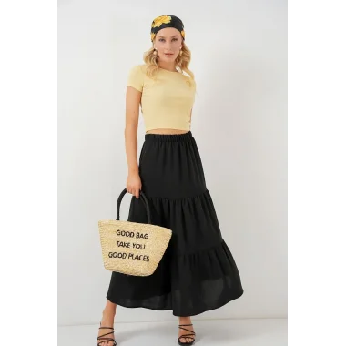 Ayrobin Uzun Etek 8048 - Siyah