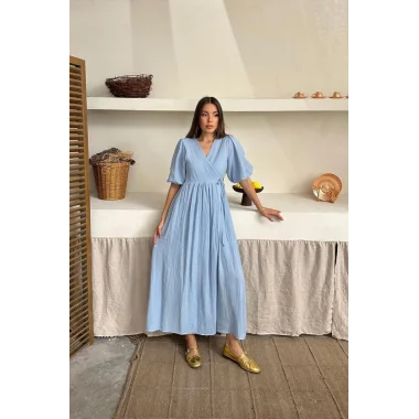 Bebe Mavi Müslin Uzun Elbise