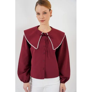 Bebe Yaka Gömlek 20314 - Bordo