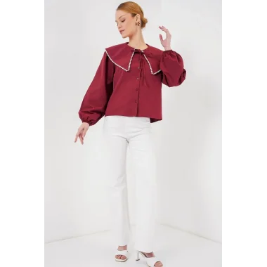 Bebe Yaka Gömlek 20314 - Bordo