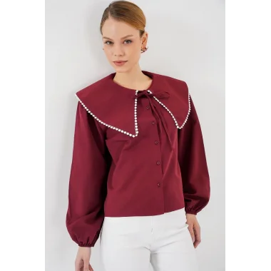 Bebe Yaka Gömlek 20314 - Bordo