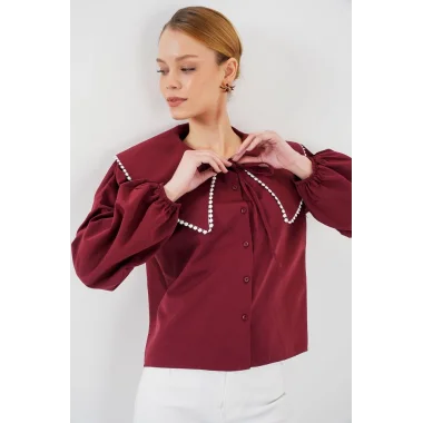 Bebe Yaka Gömlek 20314 - Bordo