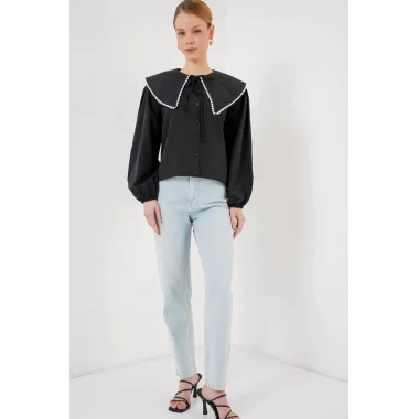 Bebe Yaka Gömlek 20314 - Siyah