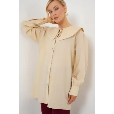 Bebe Yaka Uzun Tunik 5967 - Krem