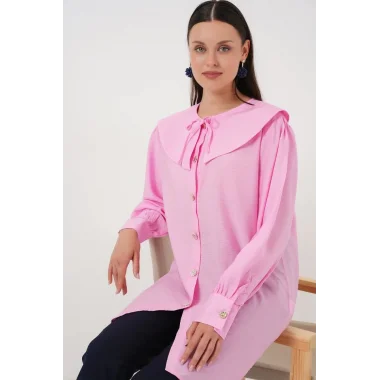 Bebe Yaka Uzun Tunik 5967 - Pembe