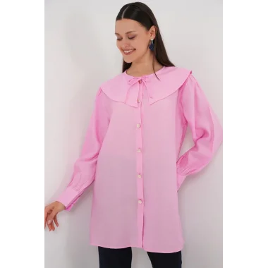 Bebe Yaka Uzun Tunik 5967 - Pembe