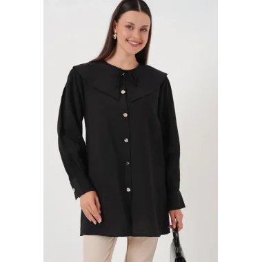 Bebe Yaka Uzun Tunik 5967 - Siyah