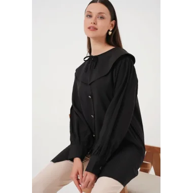 Bebe Yaka Uzun Tunik 5967 - Siyah