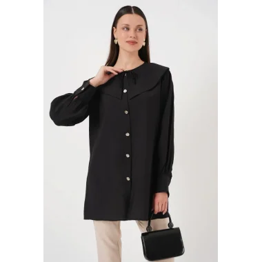 Bebe Yaka Uzun Tunik 5967 - Siyah