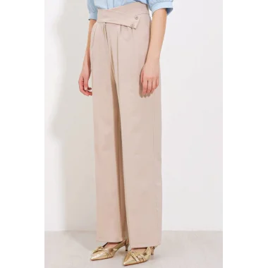 Bej Yüksek Bel Palazzo Pantolon 6646