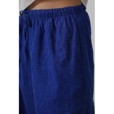 Beli Bağlamalı Brode Pantolon - Saks