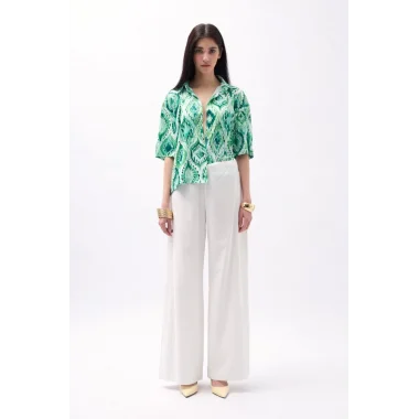 Desenli Saten Gömlek