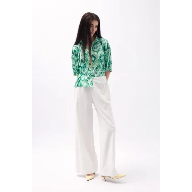 Desenli Saten Gömlek