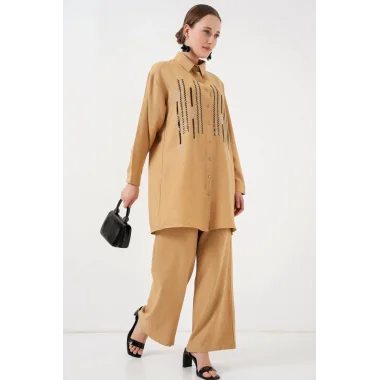 Desenli Tunik Pantolon İkili Takım 6720 - Bisküvi