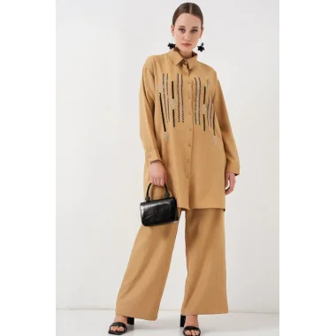 Desenli Tunik Pantolon İkili Takım 6720 - Bisküvi