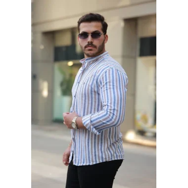 Erkek Hakim Yaka çok Renkli Gömlek