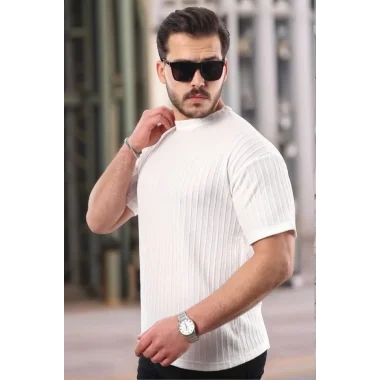 Erkek Kısa Kollu örgü Kumaş Bisiklet Yaka T-shirt