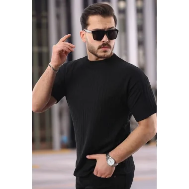 Erkek Kısa Kollu örgü Kumaş Bisiklet Yaka T-shirt