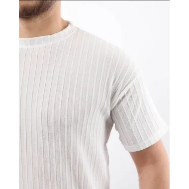 Erkek Kısa Kollu örgü Kumaş Bisiklet Yaka T-shirt