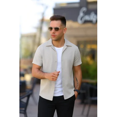 Erkek Kısa Kollu örme Kumaş Pamuklu Gömlek