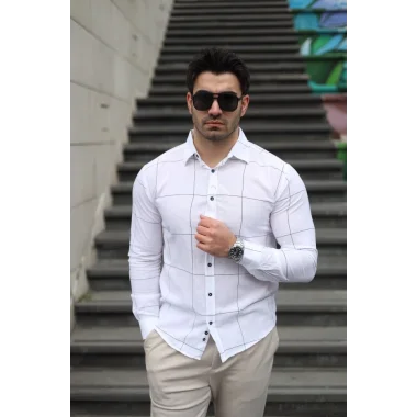 Erkek Pamuklu Keten Kumaş Gömlek