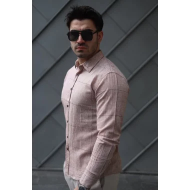 Erkek Pamuklu Keten Kumaş Gömlek