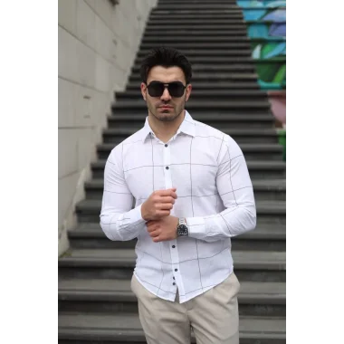 Erkek Pamuklu Keten Kumaş Gömlek