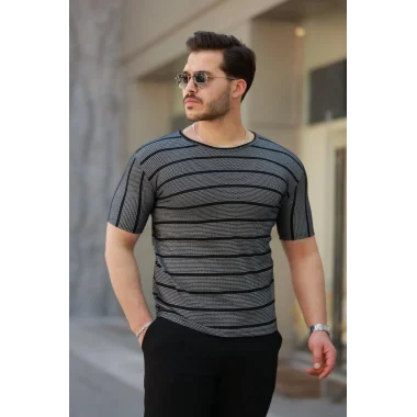 Erkek Petek Desenli Kısa Kollu T-shirt