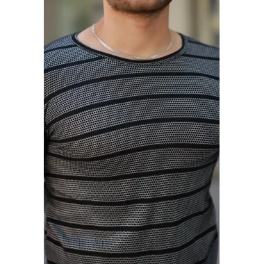 Erkek Petek Desenli Kısa Kollu T-shirt