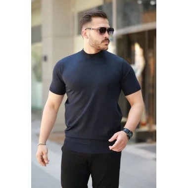 Erkek Yarım Balıkçı Yaka Kısa Kollu Tişört