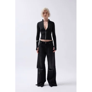 Fermuar Detaylı Bluz