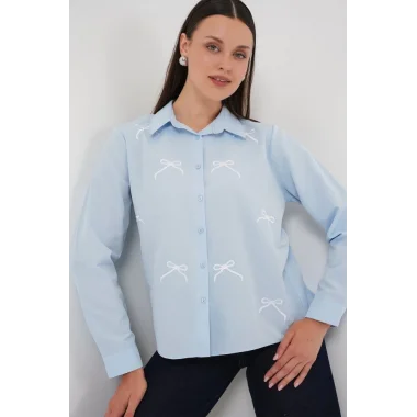 Fiyonk Detay Gömlek 20311 - Mavi