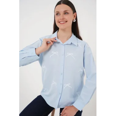 Fiyonk Detay Gömlek 20311 - Mavi