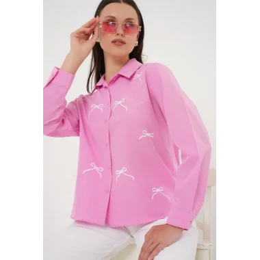Fiyonk Detay Gömlek 20311 - Pembe